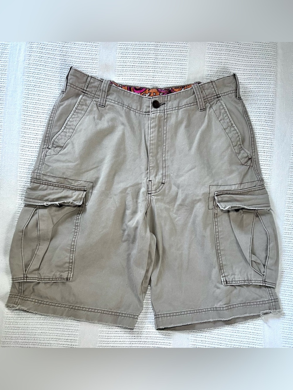 Y2K Hollister Cargo Shorts Men’s 32 Khaki Cotton Skater Surfer